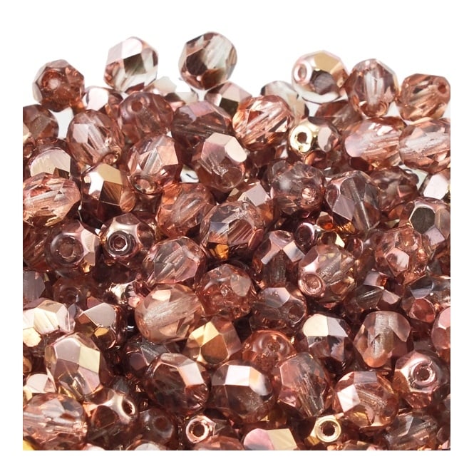 6mm Czech Faceted Round Glass Bead - Apollo Gold - 50pk