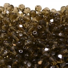 6mm Czech Faceted Round Glass Bead - Black Diamond - 50pk