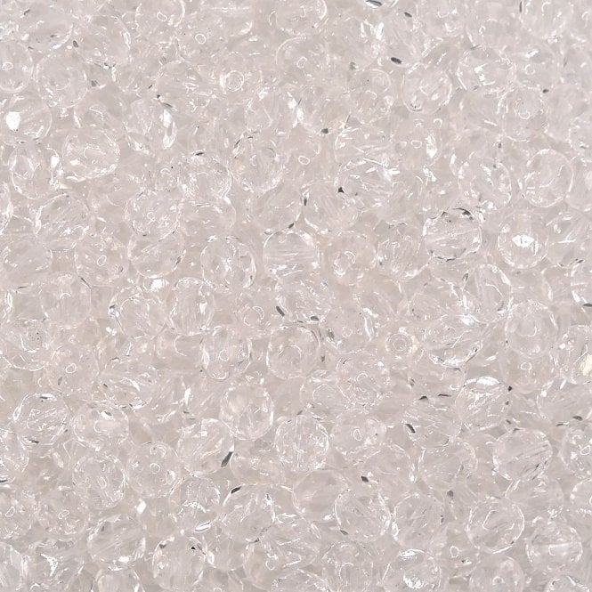6mm Czech Faceted Round Glass Bead - Crystal - 50pk