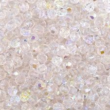 6mm Czech Faceted Round Glass Bead - Crystal AB - 50pk
