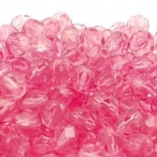 6mm Czech Faceted Round Glass Bead - Crystal/Pink - 50pk