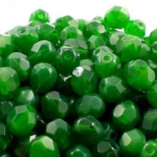 6mm Czech Faceted Round Glass Bead - Dark Peridot Opal - 50pk