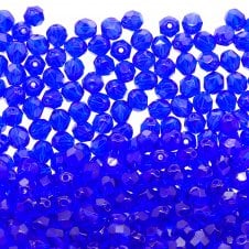 6mm Czech Faceted Round Glass Bead - Dark Sapphire - 50pk