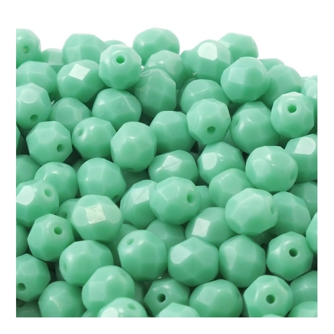 6mm Czech Faceted Round Glass Bead - Green Turquoise - 50pk