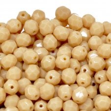 6mm Czech Faceted Round Glass Bead - Ivory - 50pk