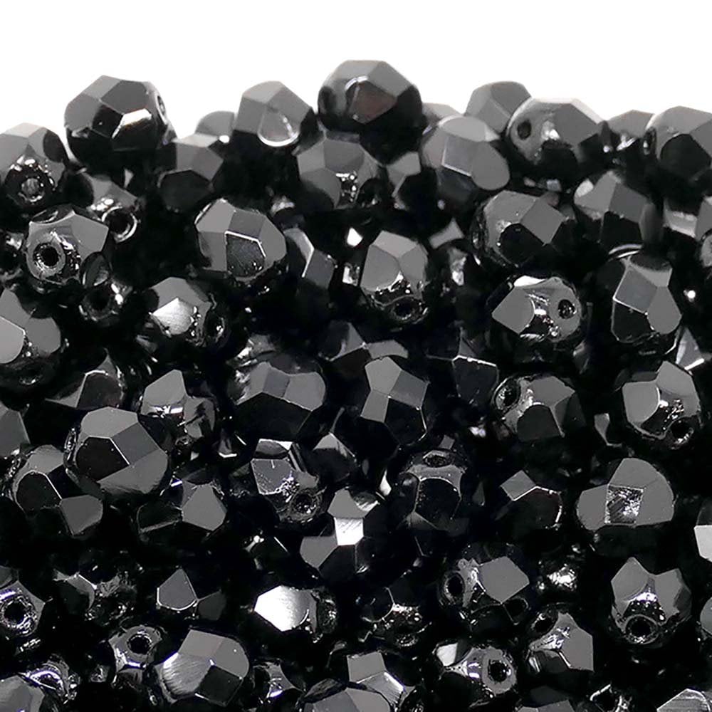 thumbnail image 2 of 50 Czech Glass Faceted Rondelle Beads - Jet Black AB 4x3mm - For Jewelry Making 2 of 5
