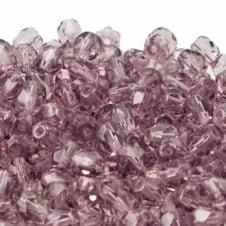 6mm Czech Faceted Round Glass Bead - Light Amethyst - 50pk
