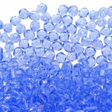 6mm Czech Faceted Round Glass Bead - Light Sapphire - 50pk
