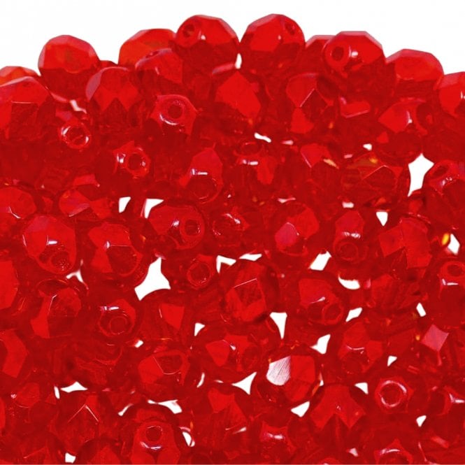 6mm Czech Faceted Round Glass Bead - Light Siam Ruby - 50pk