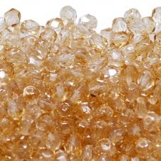 6mm Czech Faceted Round Glass Bead - Lustre Champagne - 50pk