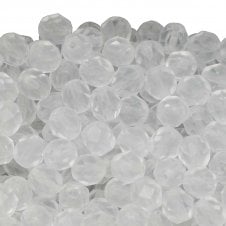 6mm Czech Faceted Round Glass Bead - Matte Crystal - 50pk