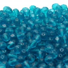 6mm Czech Faceted Round Glass Bead - Matte Teal - 50pk