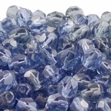 6mm Czech Faceted Round Glass Bead - Montana Blue - 50pk