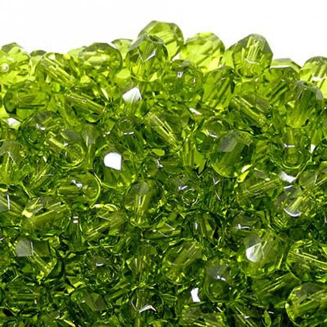 6mm Czech Faceted Round Glass Bead - Olivine - 50pk