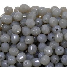 6mm Czech Faceted Round Glass Bead - Opaque Grey - 50pk