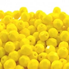 6mm Czech Faceted Round Glass Bead - Opaque Yellow - 50pk