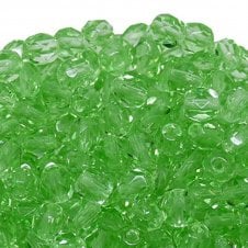 6mm Czech Faceted Round Glass Bead - Peridot - 50pk