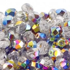 6mm Czech Faceted Round Glass Bead - Vitral Crystal - 50pk
