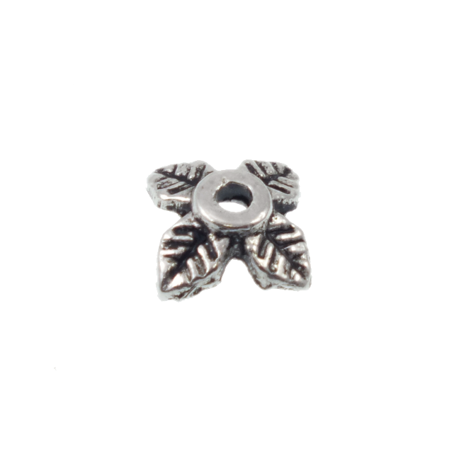 6mm Leaf Bead Caps - Antique Silver Plated - 50pcs