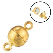 6mm Magnetic Round Clasp - Gold Plated - 1pc