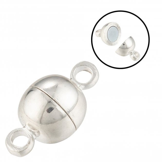 6mm Magnetic Round Clasp - Silver Plated - 1pc