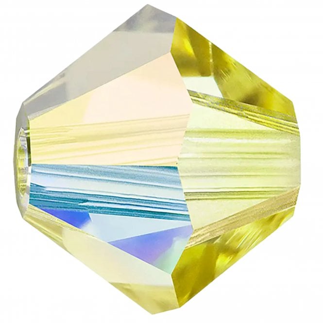 6mm  Crystal Bicones - Acid Yellow AB - 12pcs