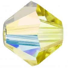 6mm Preciosa Crystal Bicones - Acid Yellow AB - 12pcs