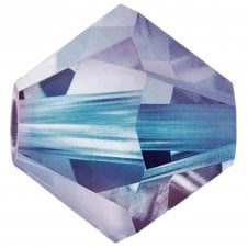 6mm Preciosa Crystal Bicones - Crystal Heliotrope - 12pcs