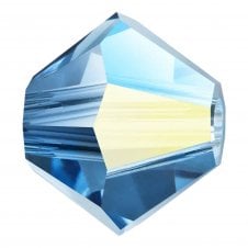 6mm Preciosa Crystal Bicones - Malibu Blue AB - 12pcs