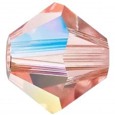 6mm Preciosa Crystal Bicones - Rose Peach AB - 12pcs