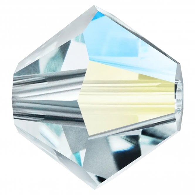 6mm  Crystal Bicones - Silver Aquamarine AB - 12pcs