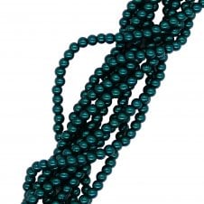 6mm Round Glass Pearl Beads - Dark Teal - 140pcs (1 String)