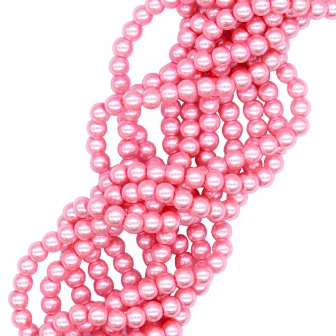 6mm Round Glass Pearl Beads - Flamingo - 140pcs (1 String)