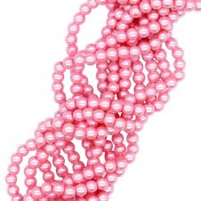 6mm Round Glass Pearl Beads - Flamingo - 140pcs (1 String)