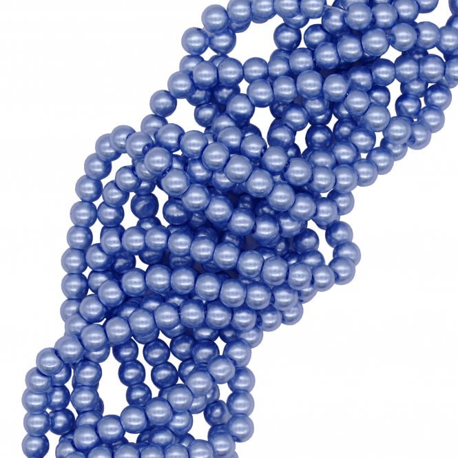 6mm Round Glass Pearl Beads - Periwinkle - 140pcs (1 String)