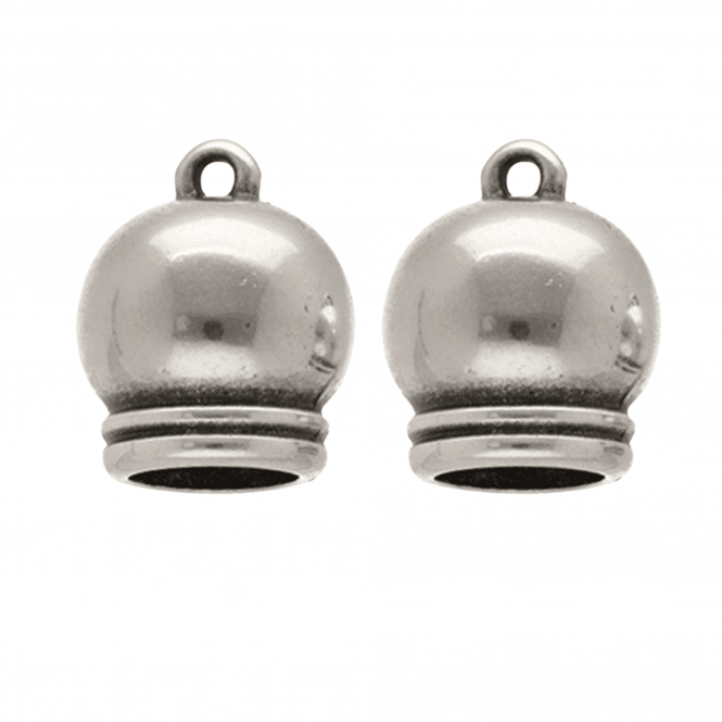 6mm Spherical End Cap/Bell Closer - Antique Silver Plated - 2pcs