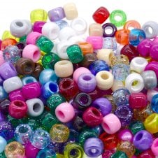 6x8mm Barrel Plastic Pony Bead Mix - Assorted - 100pk