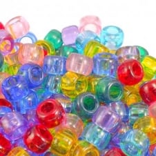 6x8mm Barrel Plastic Pony Bead Mix - Transparent - 100pk