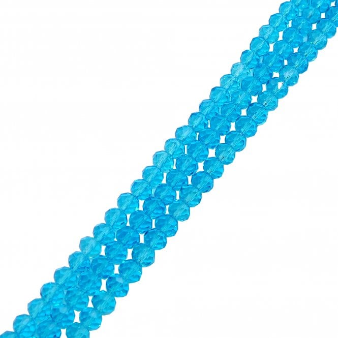 6x8mm Faceted Glass Rondelles - Aquamarine - 68pcs (1 String)