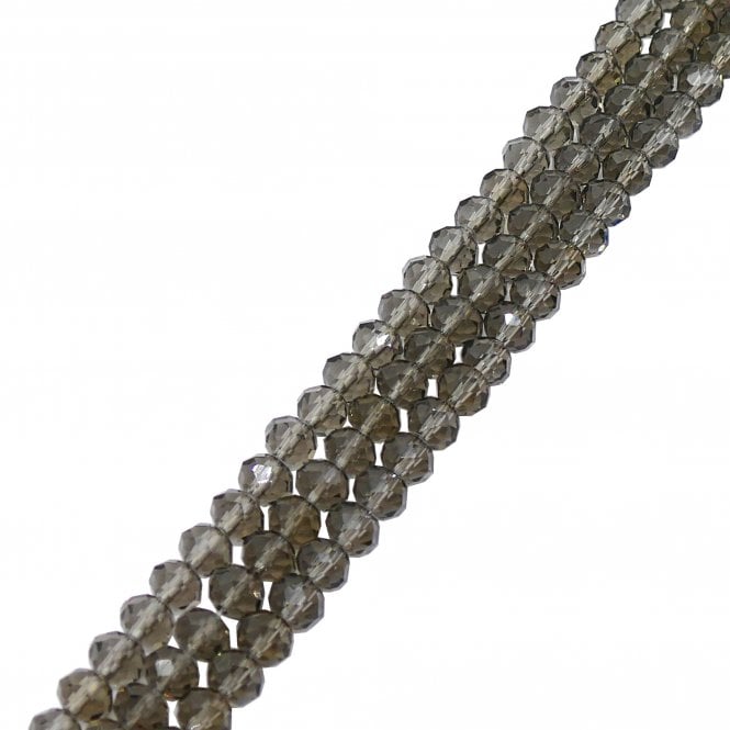 6x8mm Faceted Glass Rondelles - Black Diamond - 68pcs (1 String)