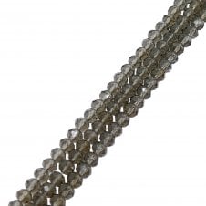 6x8mm Faceted Glass Rondelles - Black Diamond - 68pcs (1 String)