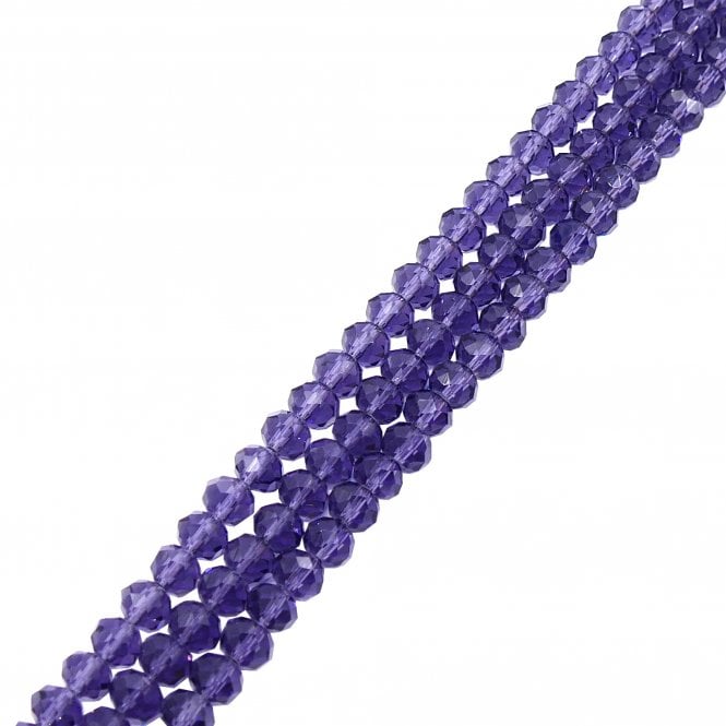 6x8mm Faceted Glass Rondelles - Dark Amethyst - 68pcs (1 String)