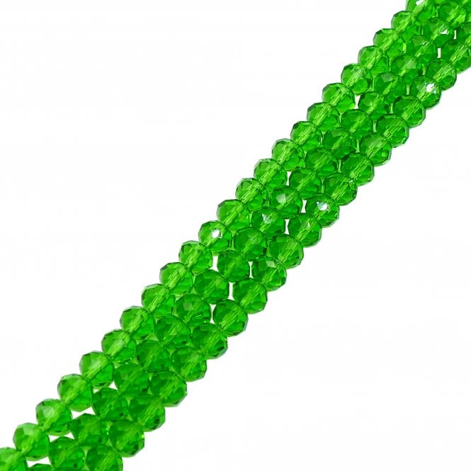 6x8mm Faceted Glass Rondelles - Leaf Green - 68pcs (1 String)