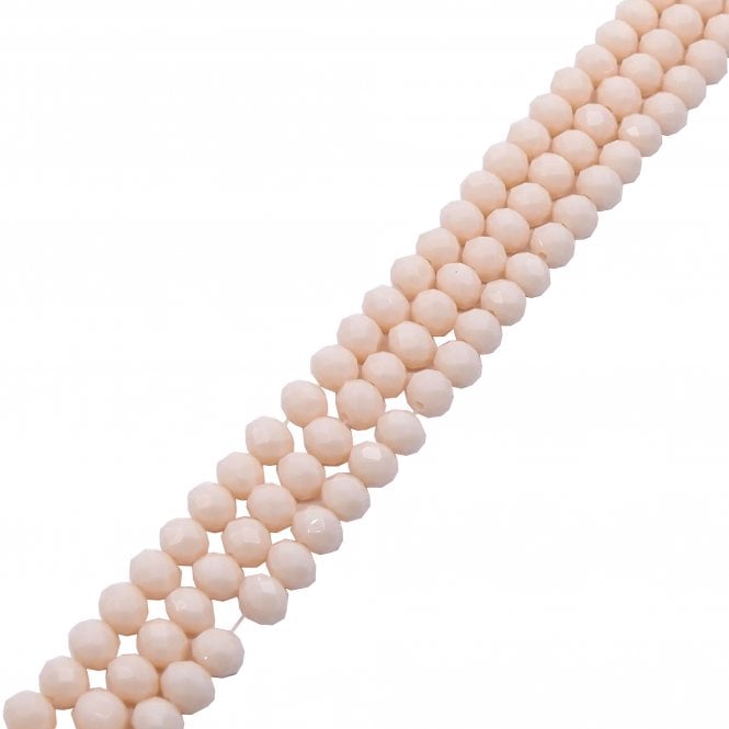 6x8mm Faceted Glass Rondelles - Opaque Antique White - 68pcs (1 String)