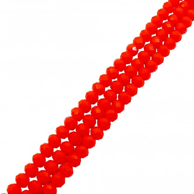 6x8mm Faceted Glass Rondelles - Opaque FireBrick - 68pcs (1 String)