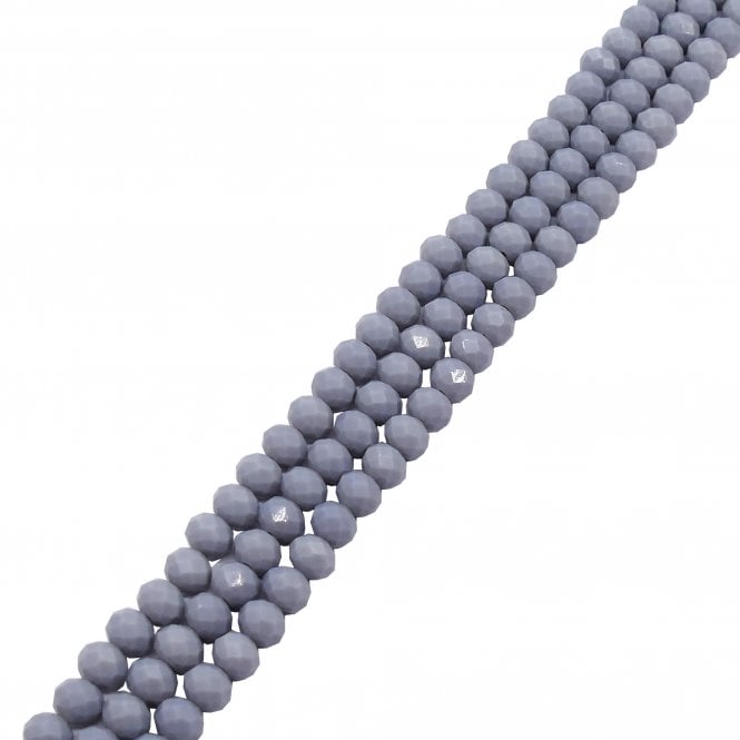 6x8mm Faceted Glass Rondelles - Opaque Grey - 68pcs (1 String)