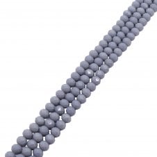 6x8mm Faceted Glass Rondelles - Opaque Grey - 68pcs (1 String)