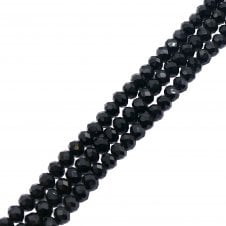 6x8mm Faceted Glass Rondelles - Opaque Jet - 68pcs (1 String)
