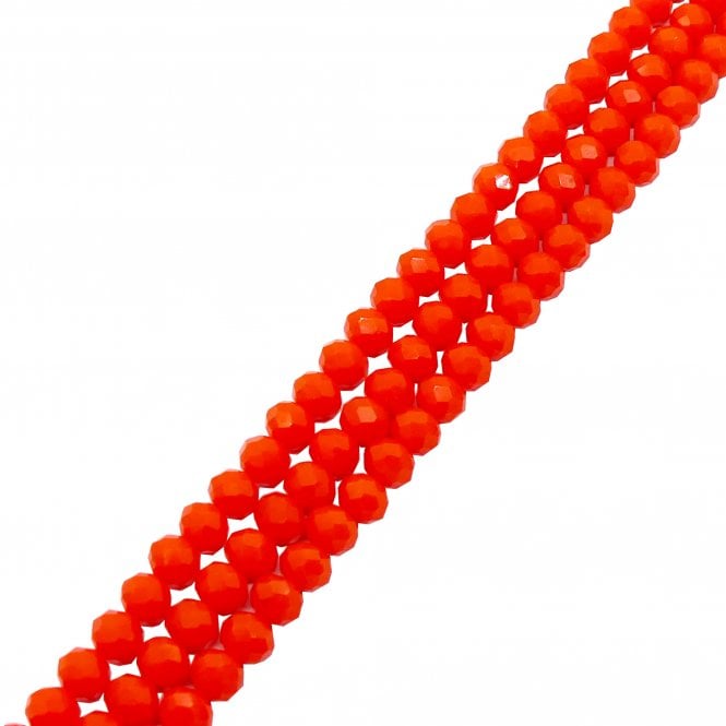 6x8mm Faceted Glass Rondelles - Opaque Orange Red - 68pcs (1 String)