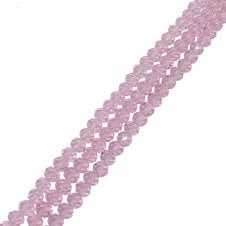 6x8mm Faceted Glass Rondelles - Rosaline - 68pcs (1 String)
